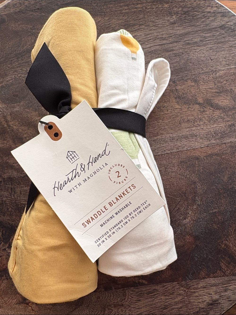 Hearth & Hand bamboo hot air balloons Baby Swaddle Blankets 2pk yellow pastels